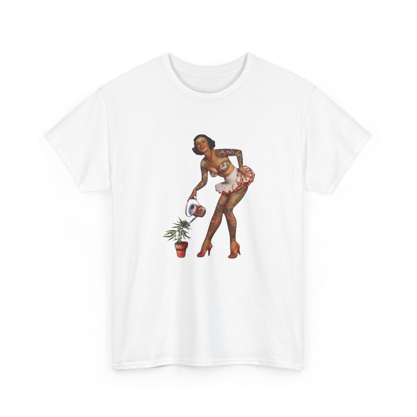 Pinup Model Weed Love Graphic T-Shirt Womens Comfy Cotton Tee NEW