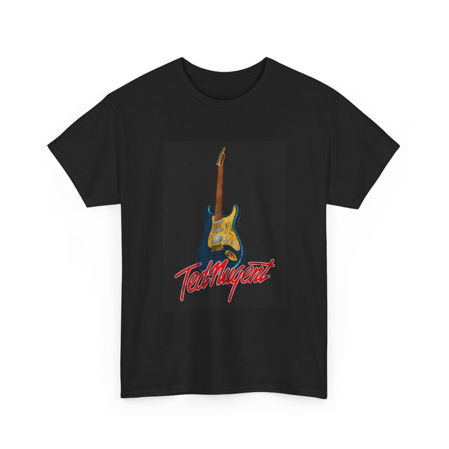 Ted Nugent Tshirt Guitar rock band Retro neon metal Unisex Heavy Cotton Tee
