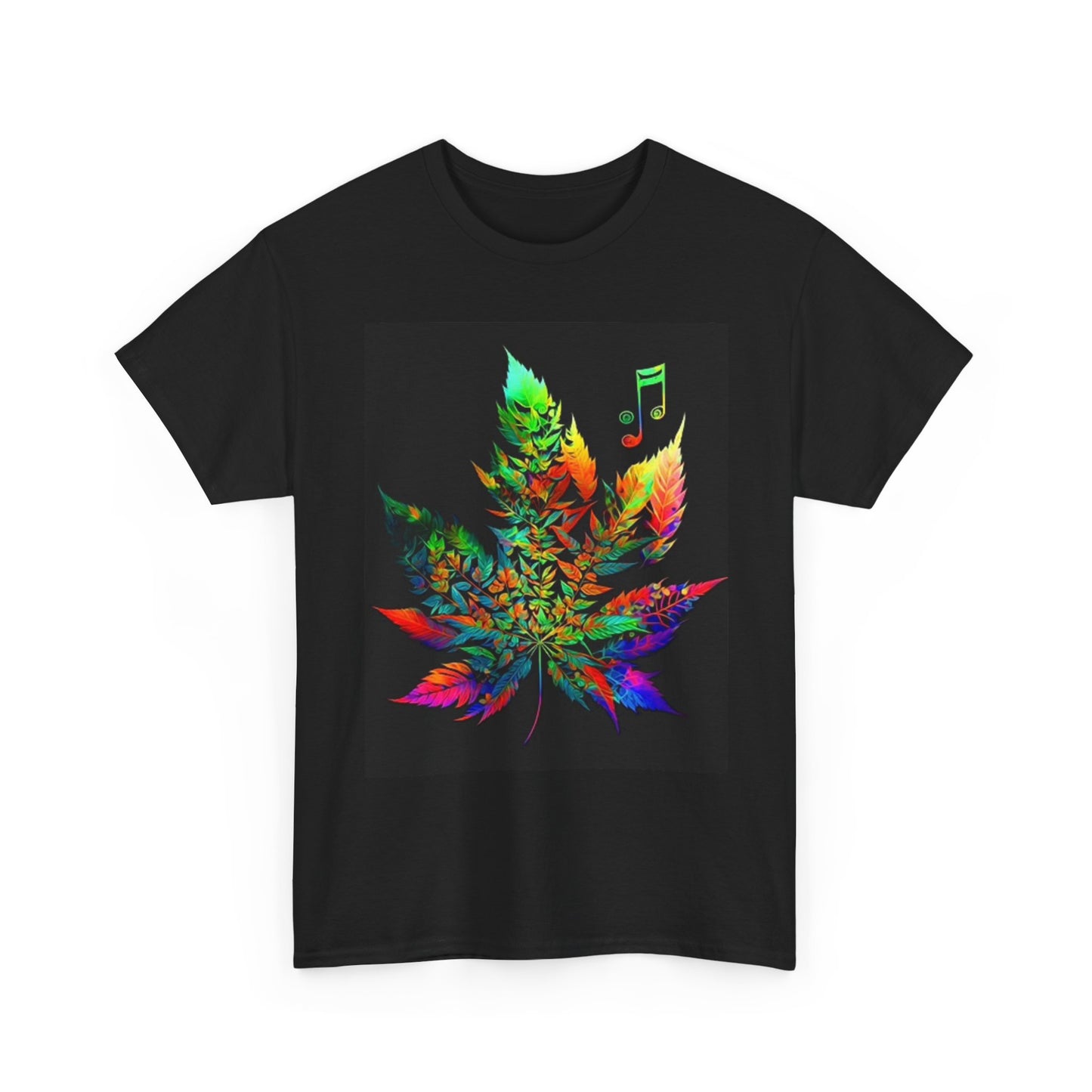 Music Pot Leaf T Shirt Rainbow Graphic NEW Unisex Heavy Cotton Tee