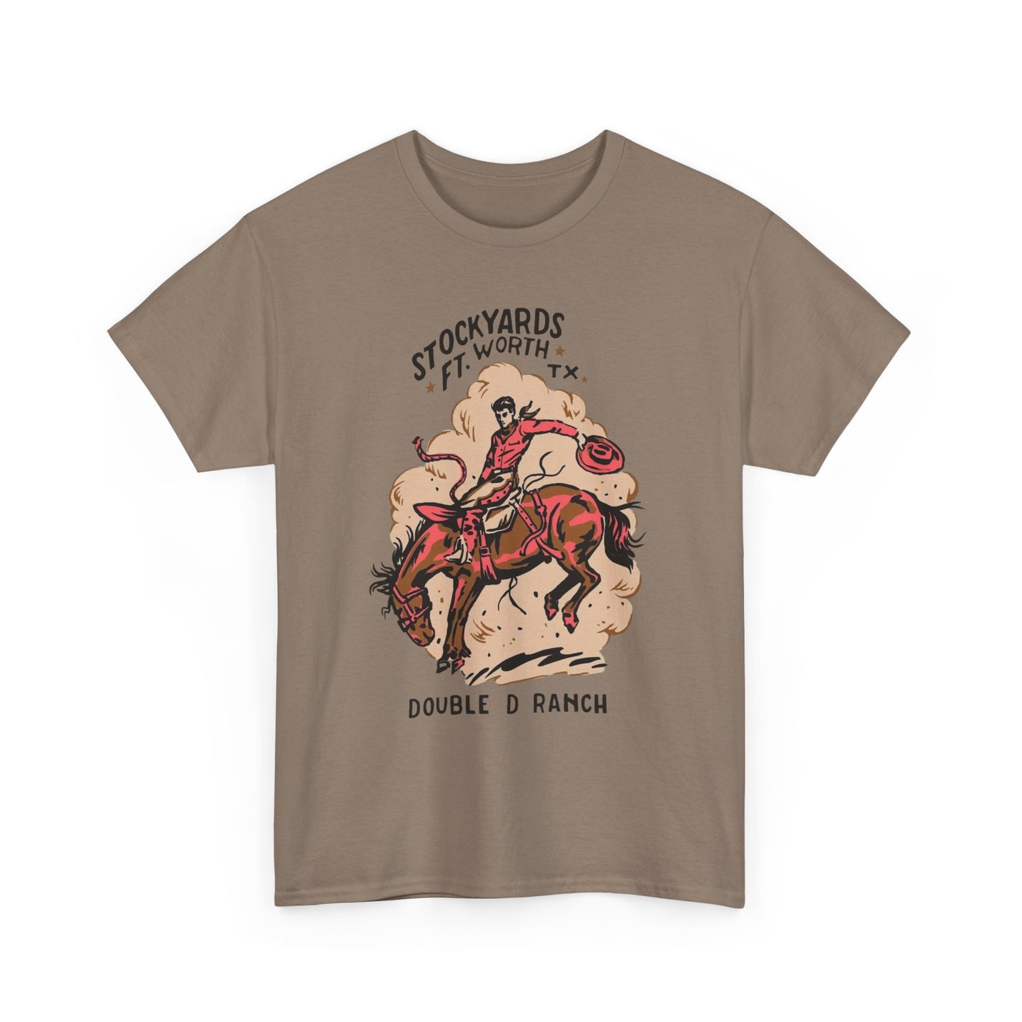 Texas Cowboy Stockyards Vintage Graphic T Shirt Unisex Heavy Cotton Tee