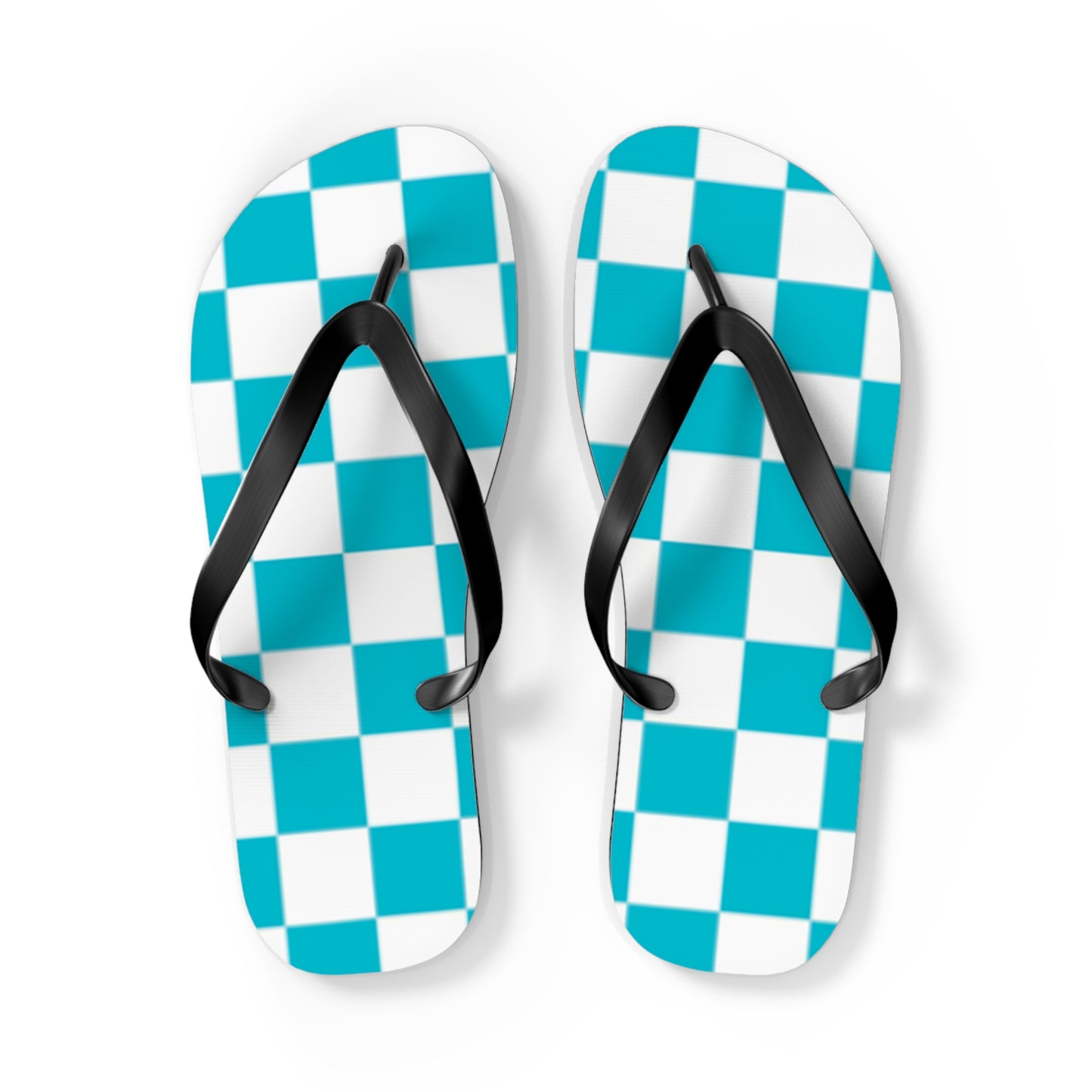 Turquoise Checkered  Sandals, Beach Shoes, Vacation Flip Flops, Pool Slides