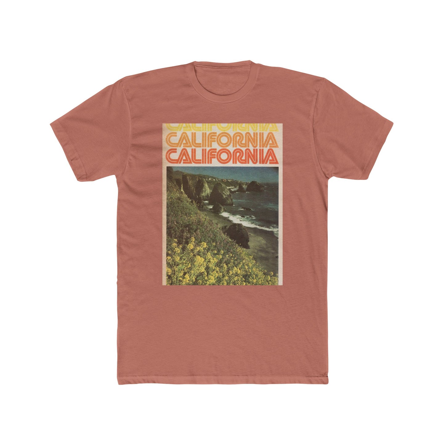 California vacation vintage graphic tee S-3XL retro Men's Cotton Crew Tee