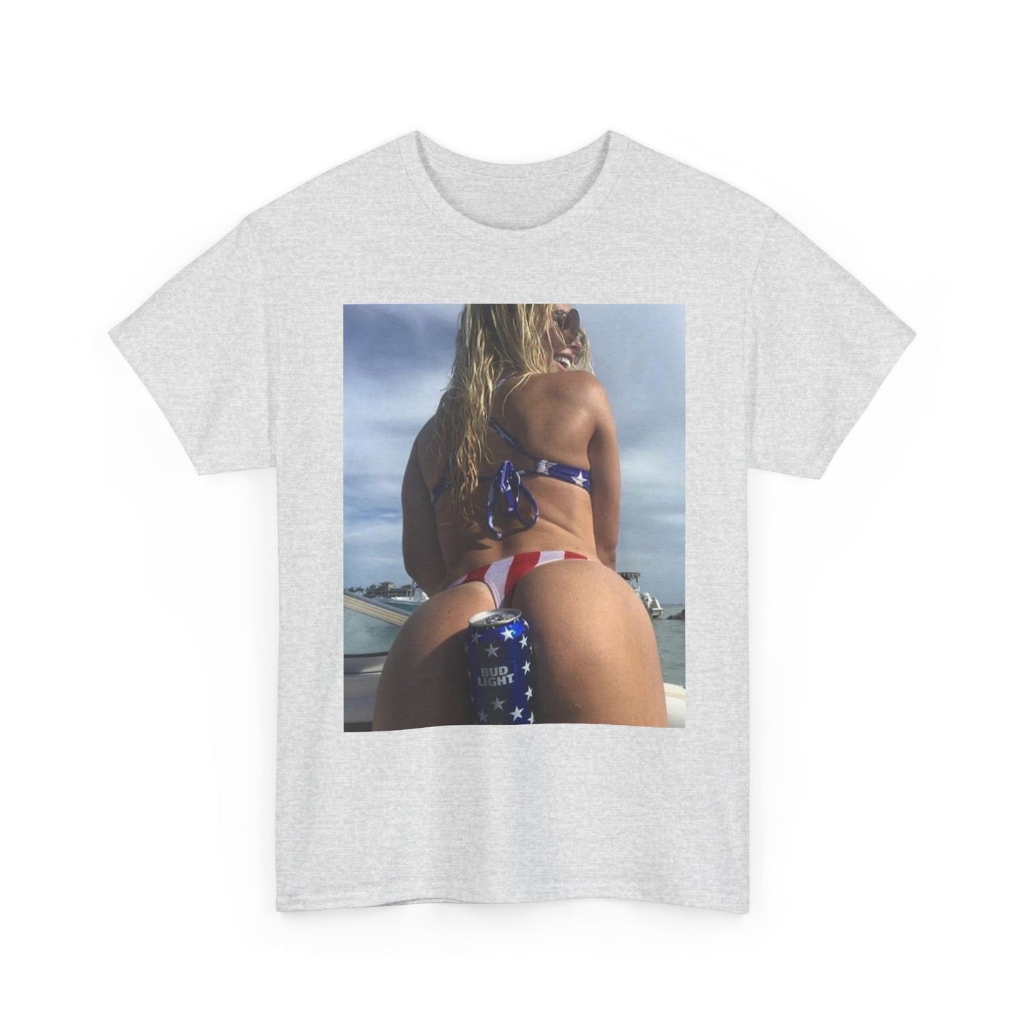 American Flag Beer Bikini Graphic T Shirt S-5XL Unisex Heavy Cotton Tee