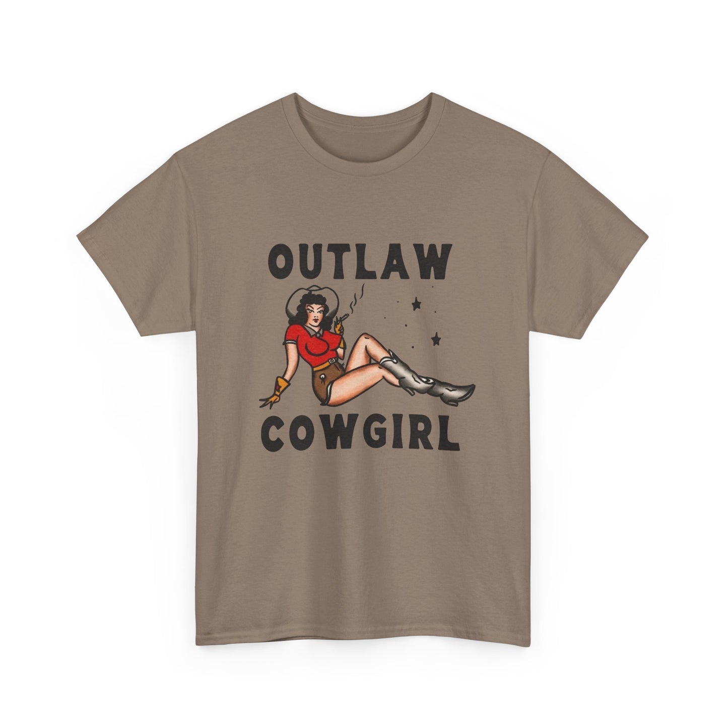 Outlaw Cowgirl Vintage Graphic T Shirt Unisex Heavy Cotton Tee GIFT NEW