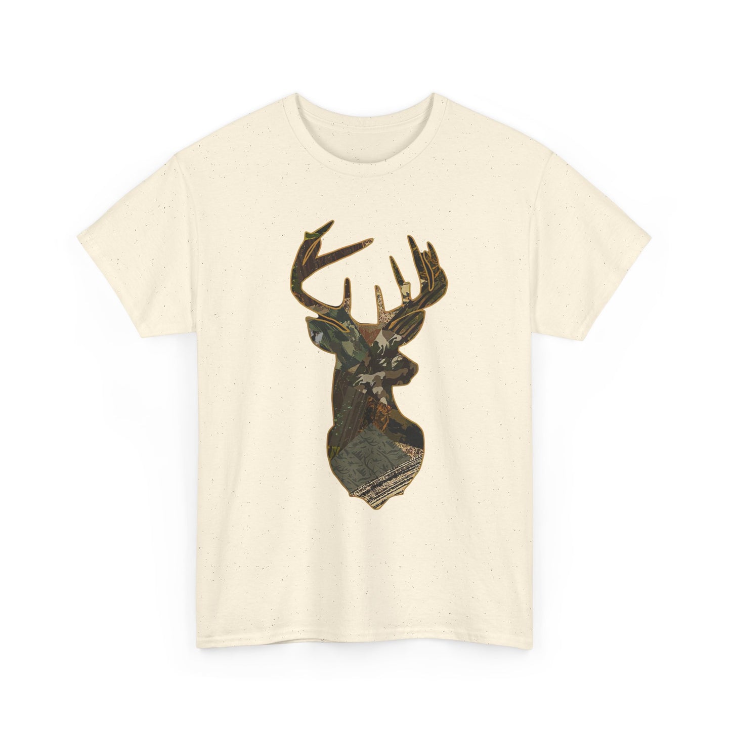 Camo Deer Buck Graphic T Shirt Unisex Heavy Cotton Tee NEW