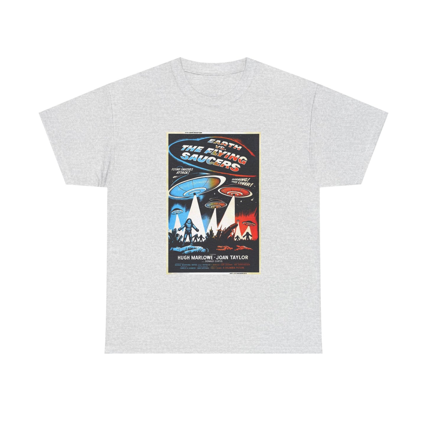 Earth vs Flying Saucers Tshirt Vintage Movie Poster Unisex Heavy Cotton Tee