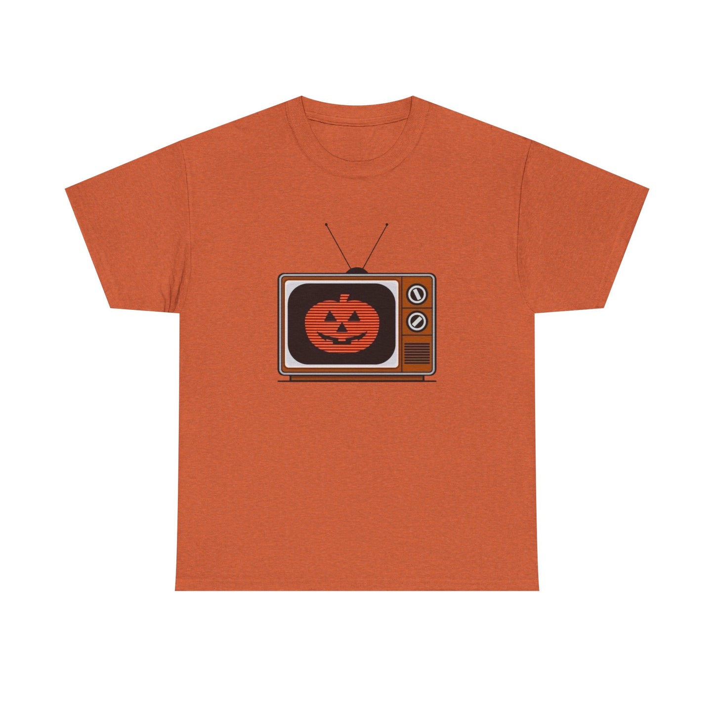 Halloween Pumpkin Tv Retro Graphic T Shirt Unisex Heavy Cotton Tee