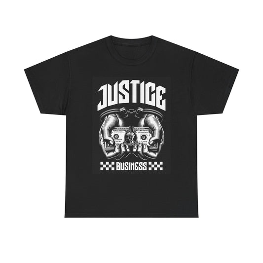Justice Business Shirt Retro Unisex Mens Womens Heavy Cotton Tee New