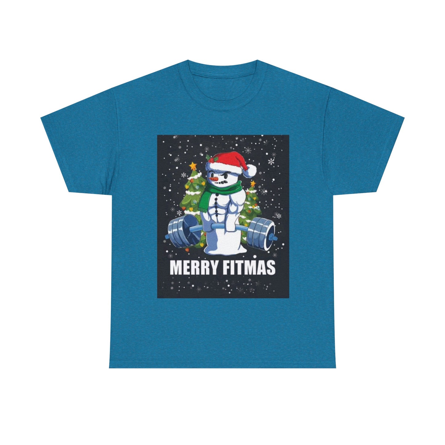 Merry Fitmas Shirt Funny Gym Snowman Christmas Gym Unisex Heavy Cotton Tee