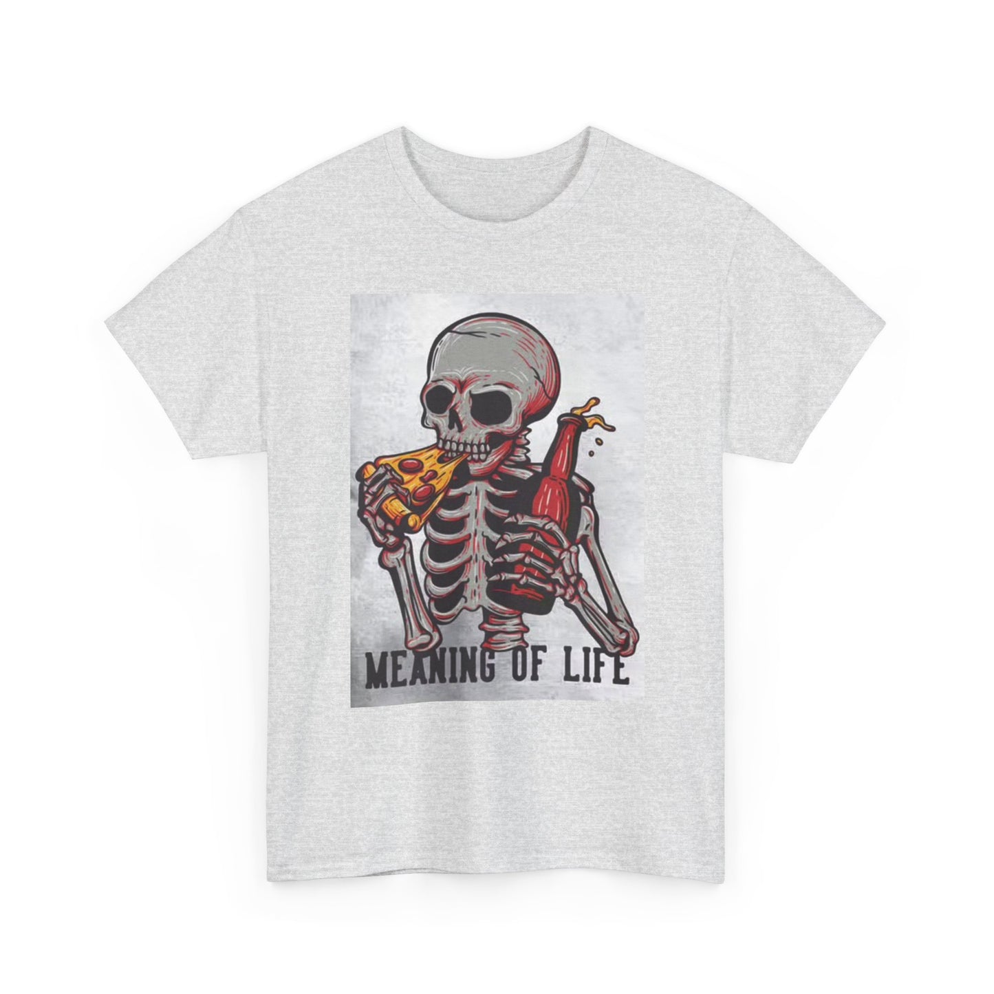 Meaning Of Life Pizza And Beer Graphic T Shirt Funny Death Unisex Heavy Cotton