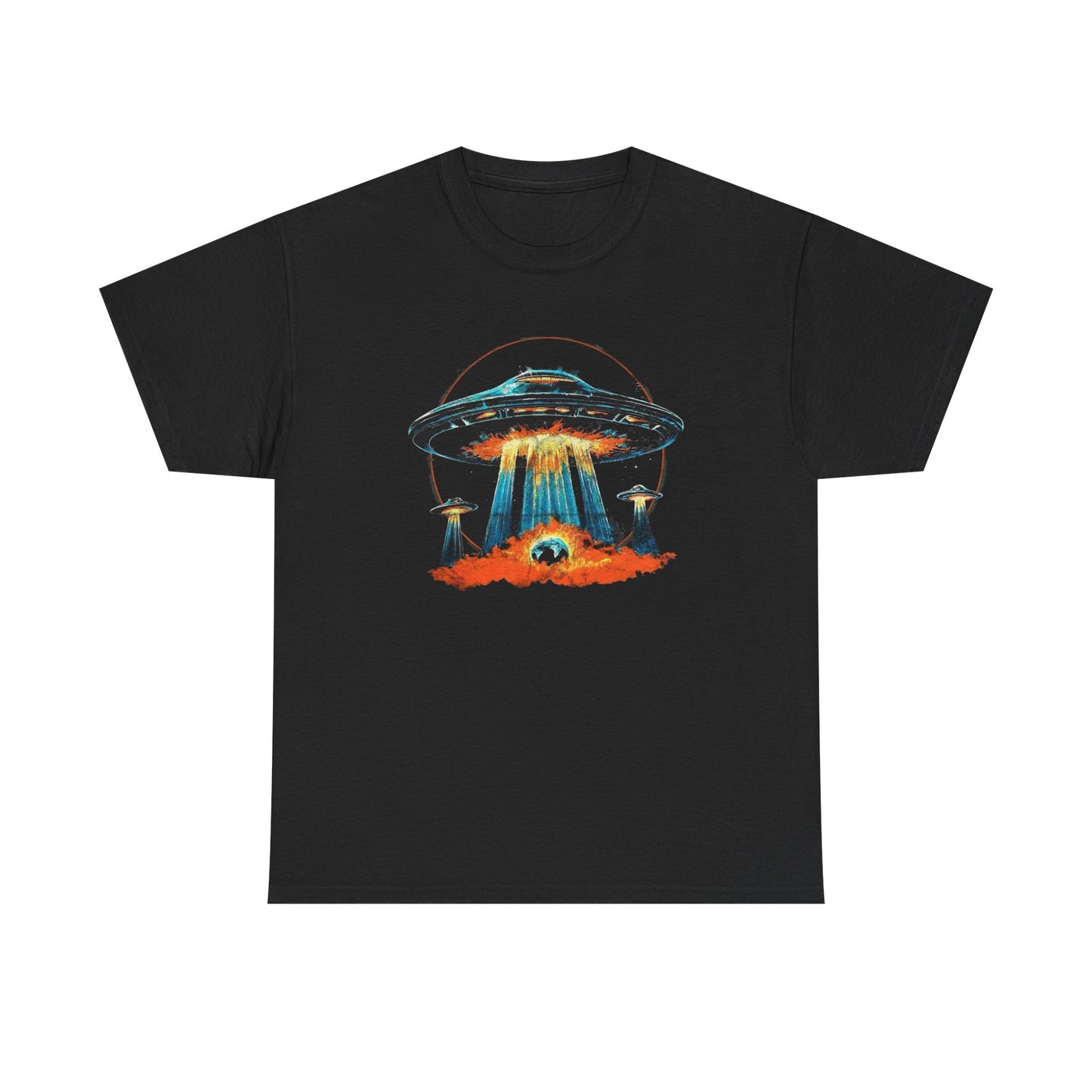 UFO Landing Graphic T Shirt NEW ADULT Unisex Heavy Cotton Tee