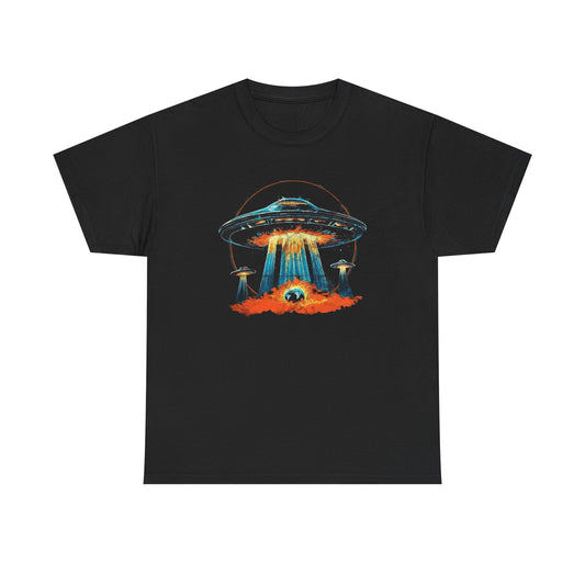 UFO Landing Graphic T Shirt NEW ADULT Unisex Heavy Cotton Tee