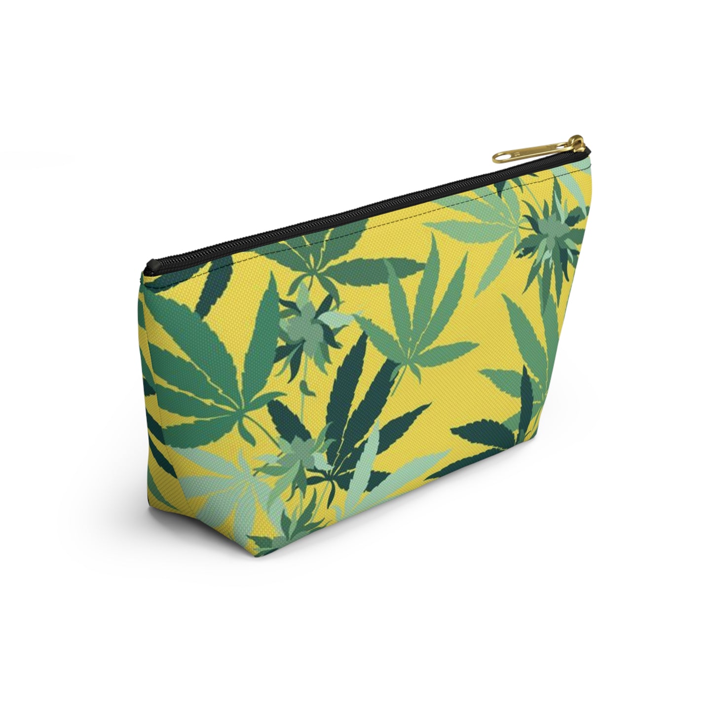 Yellow Weed Leaf All Over print Bag Accessory Pouch w T-bottom