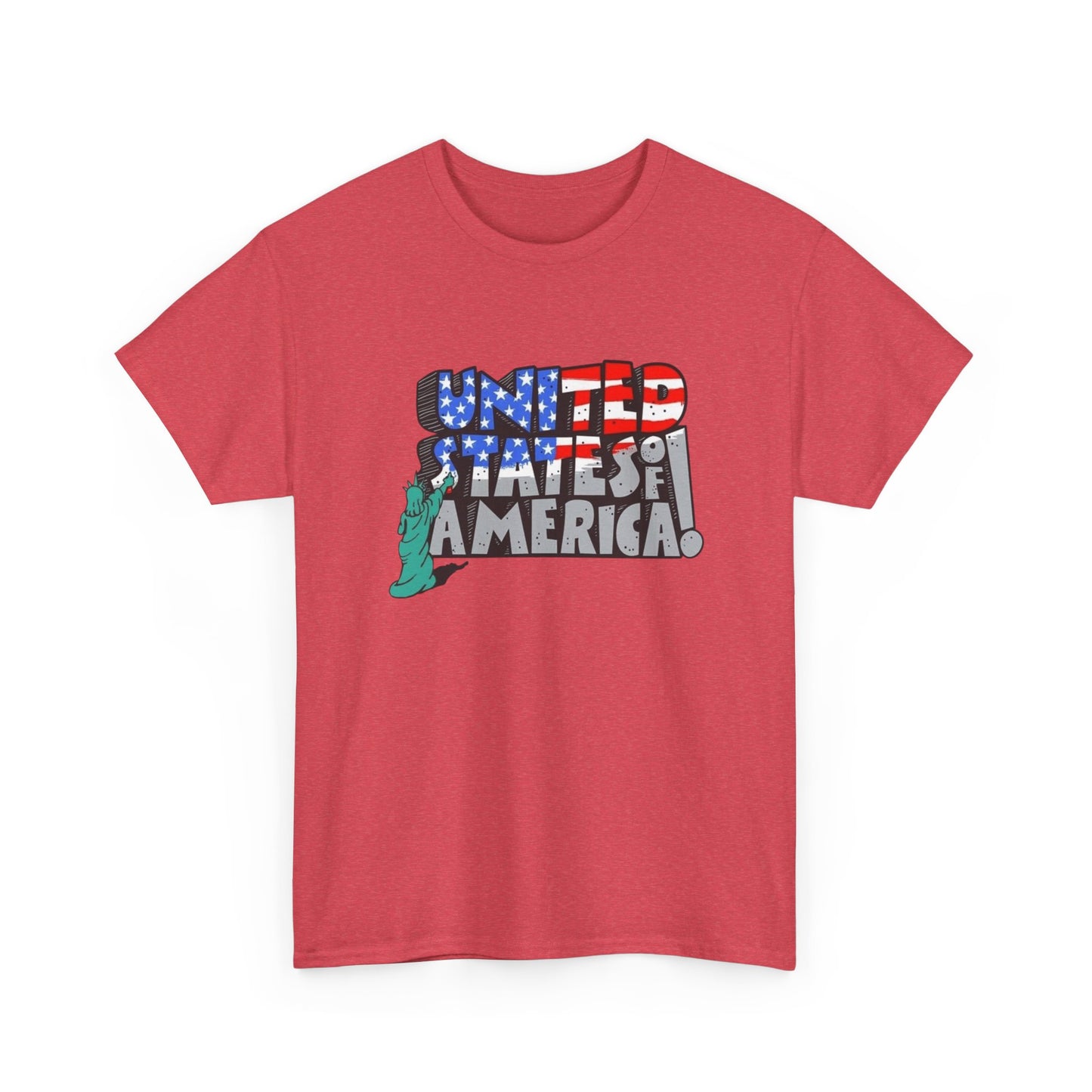 Statue Of Liberty USA Flag Graphic T Shirt Unisex NEW Heavy Cotton Tee