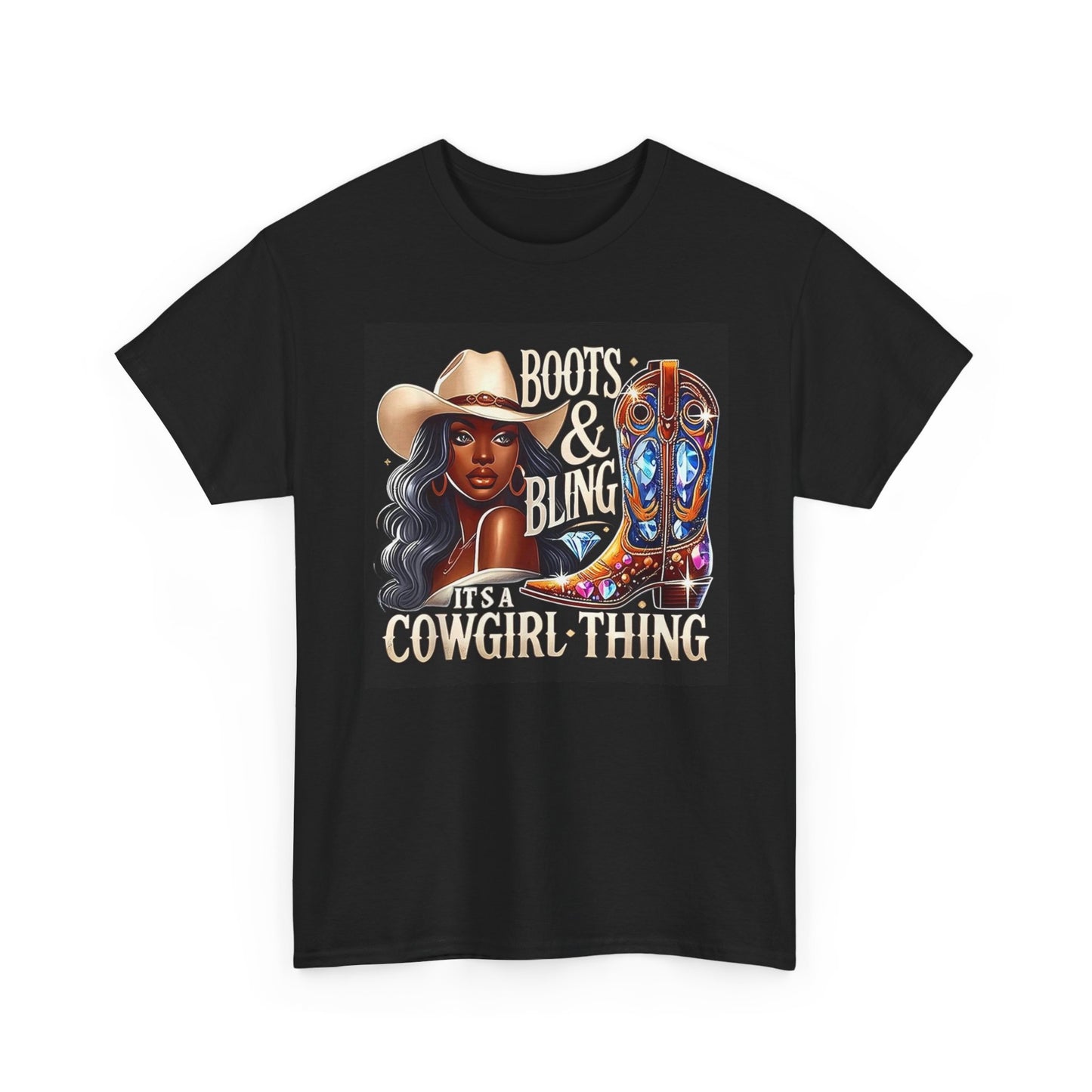 Cowgirl Thing Boots And Bling Graphic T Shirt Womens Vintage Retro Cotton Tee