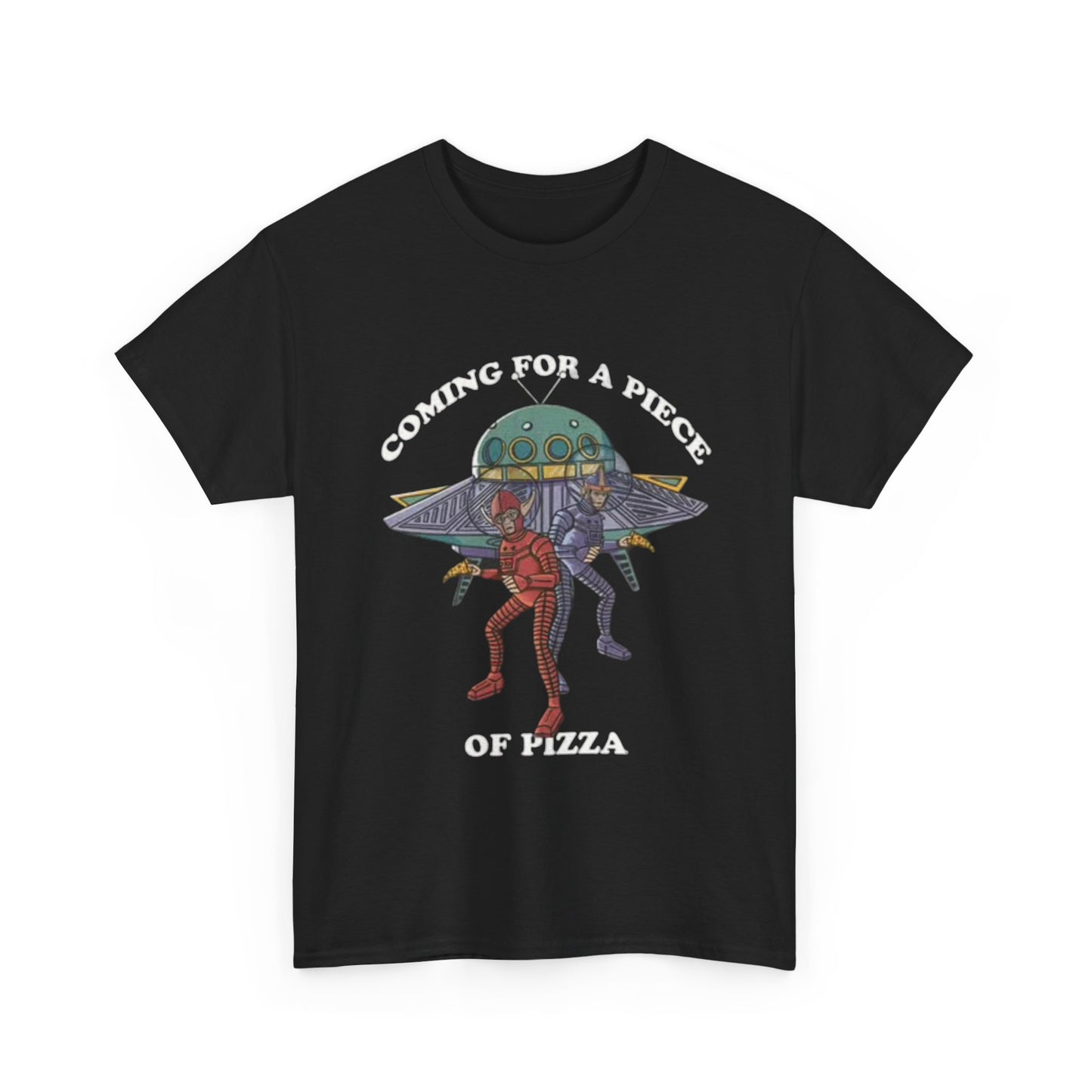 Alien Pizza Run Shirt Funny New York Gift Space Ship Unisex Heavy Cotton Tee