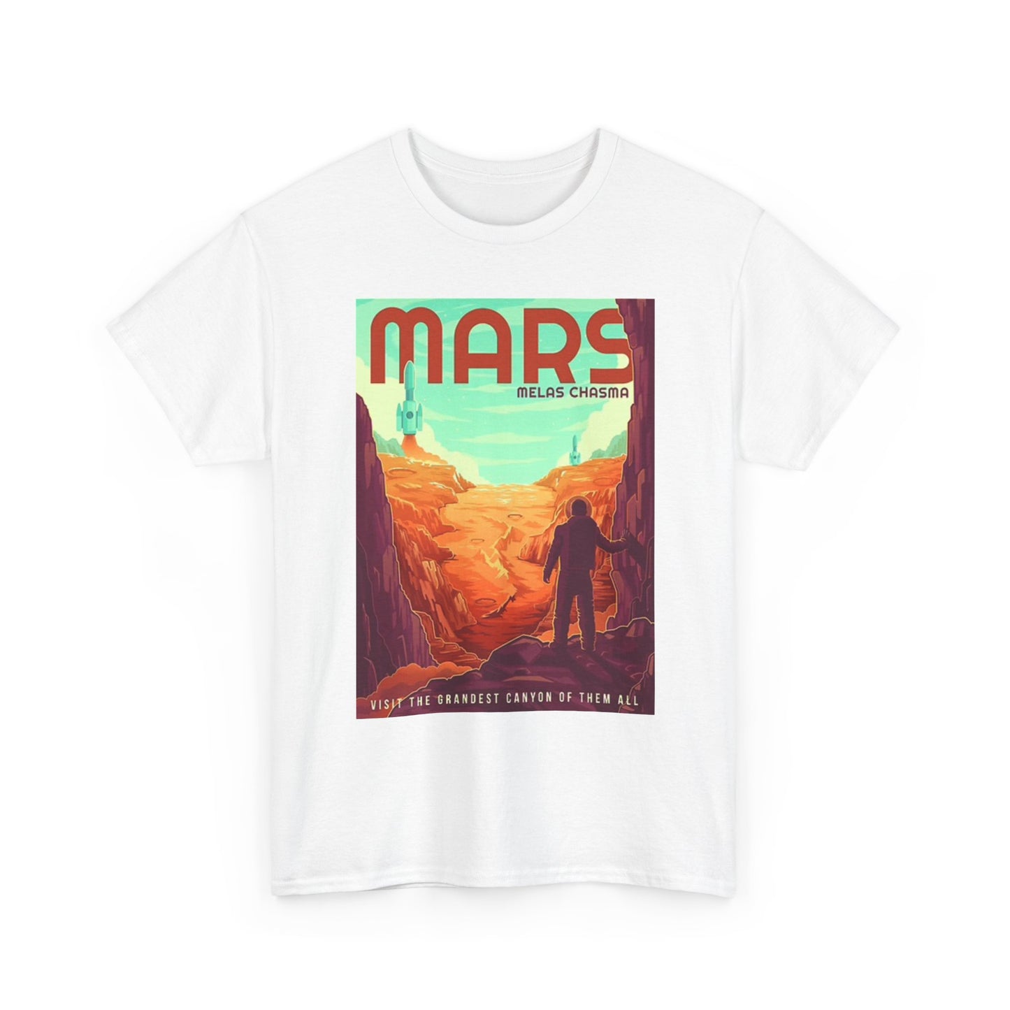 Space And Mars Graphic T Shirt Retro Spaceman Unisex Heavy Cotton Tee