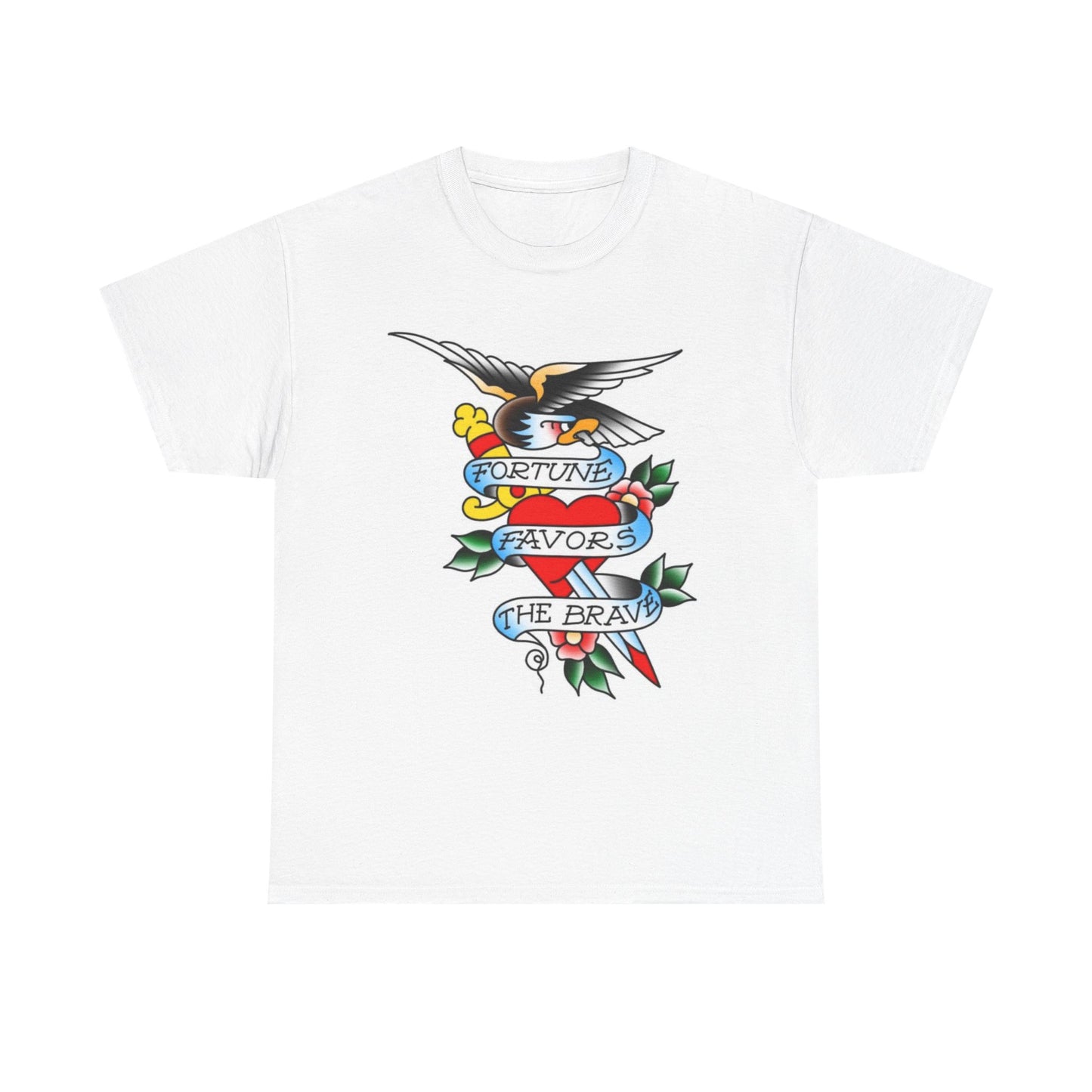 Fortune Favors The Brave Graphic T Shirt Men's Heavy Cotton Tee