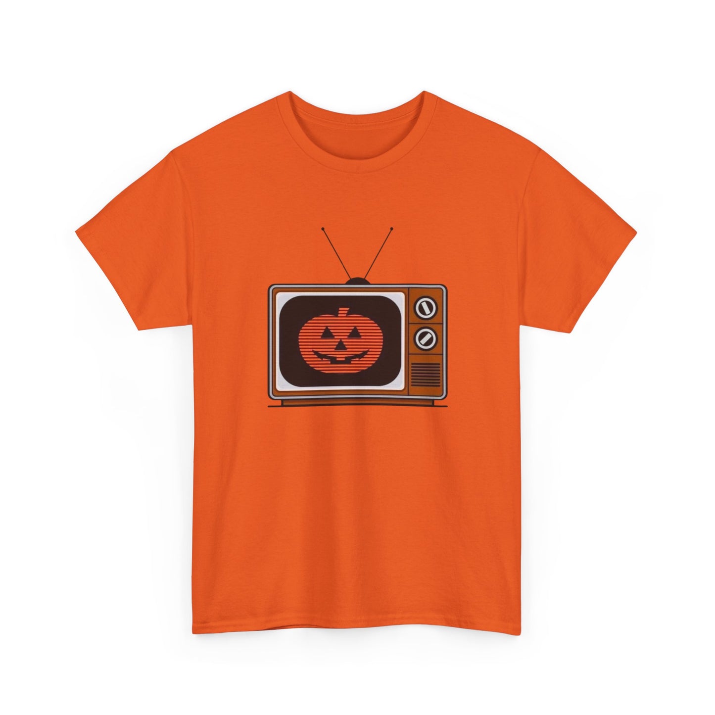 Halloween Pumpkin Tv Retro Graphic T Shirt Unisex Heavy Cotton Tee