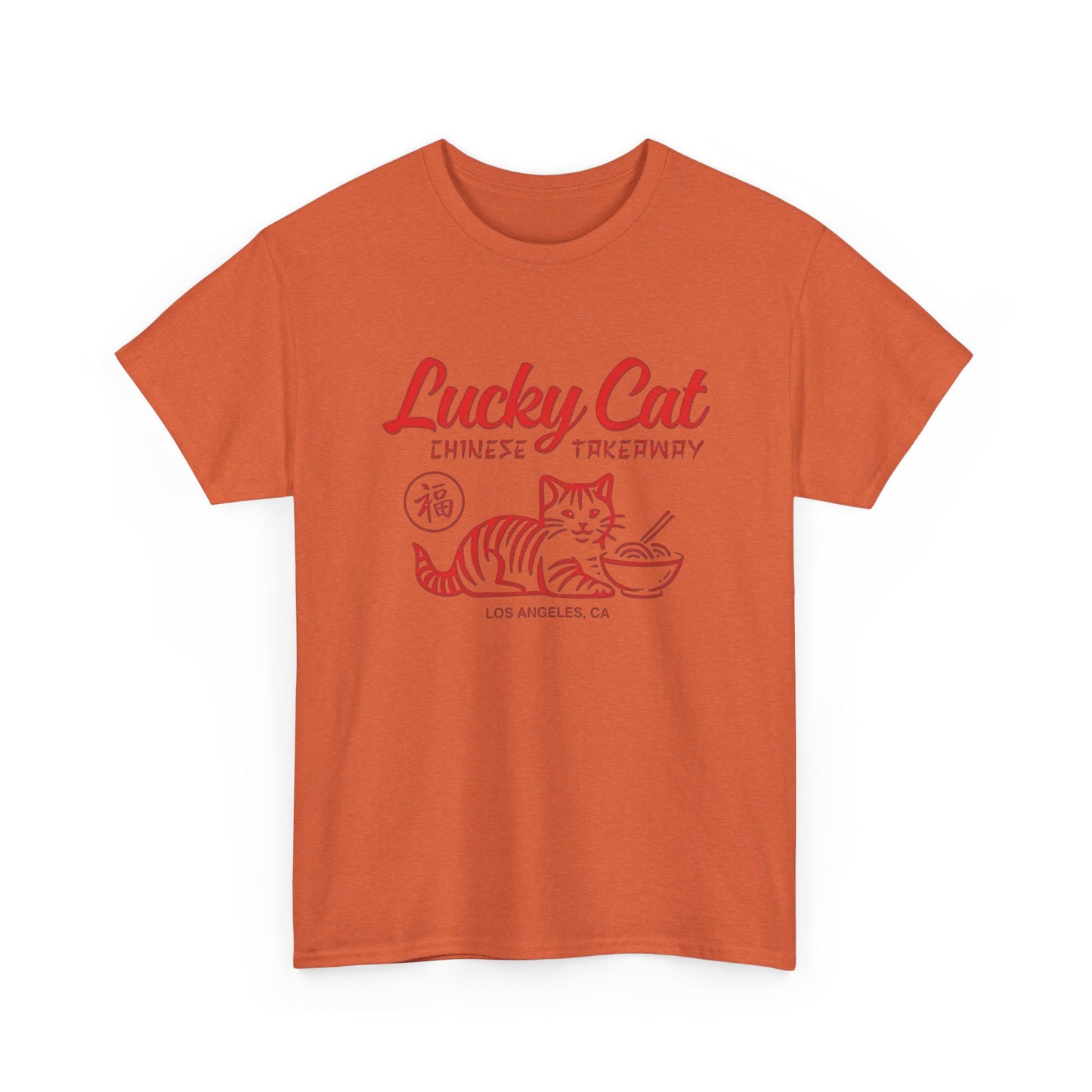 Lucky Cat Chinese Takeaway Graphic T Shirt NEW ADULT TEE Cotton