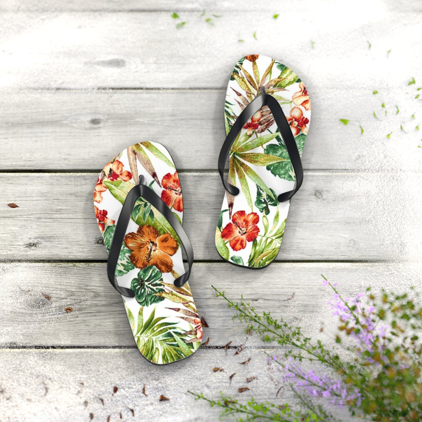 Waves And Sun Sandals Tropical Graphic Summer Flip Flops Slides BRAND NEW