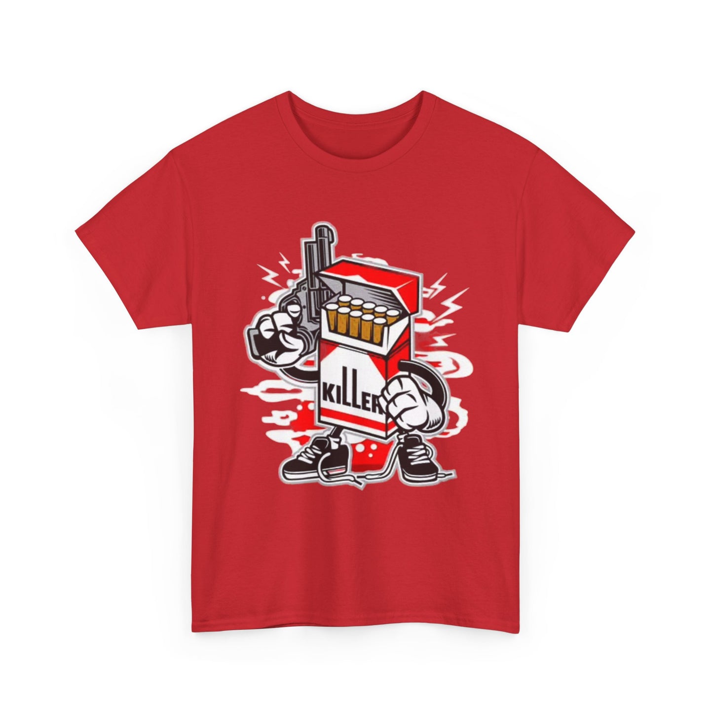 Killer Cigarette Graphic T Shirt Funny Cartoon Character Unisex Heavy Cotton Tee