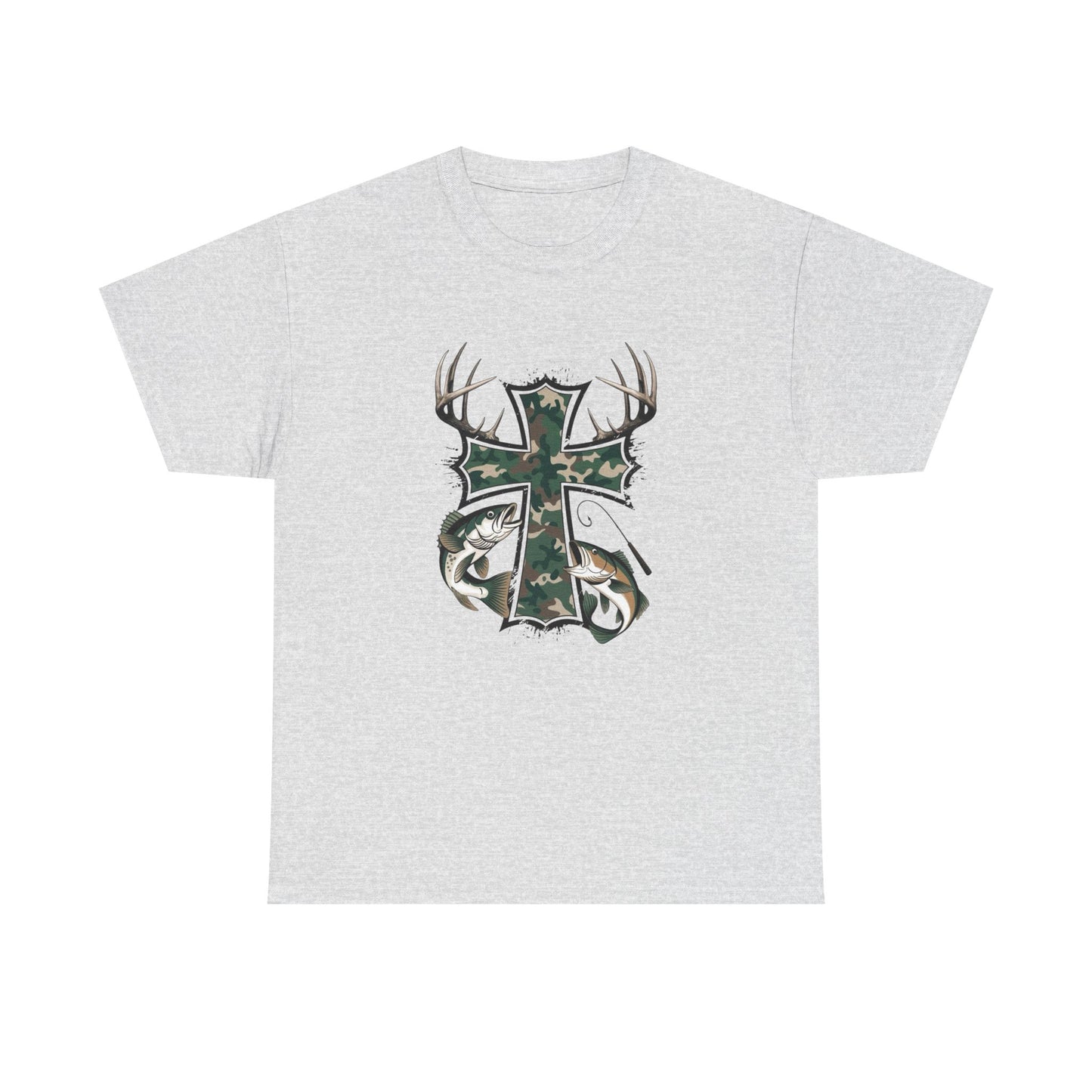 Deer Hunting Cross Graphic T Shirt Unisex Heavy Cotton Tee