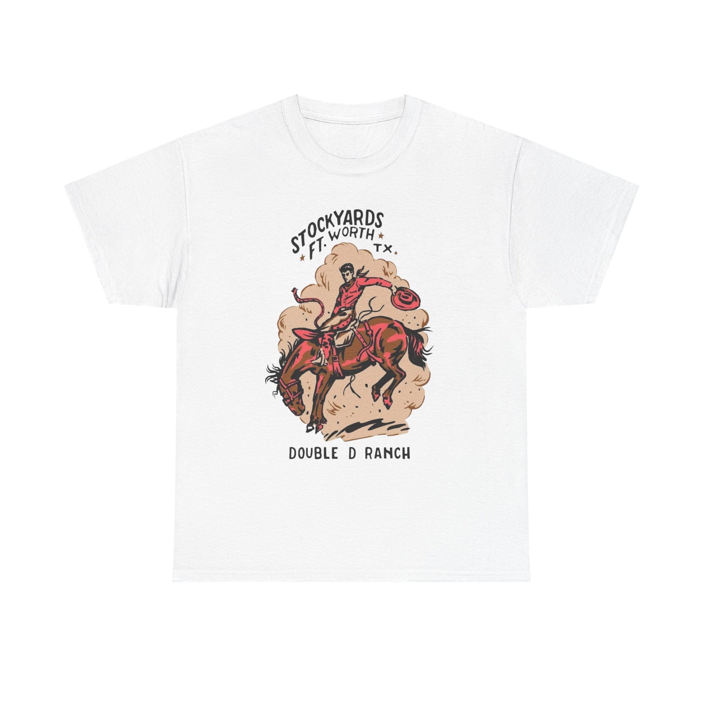 Texas Cowboy Stockyards Vintage Graphic T Shirt Unisex Heavy Cotton Tee