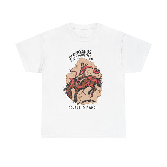 Texas Cowboy Stockyards Vintage Graphic T Shirt Unisex Heavy Cotton Tee