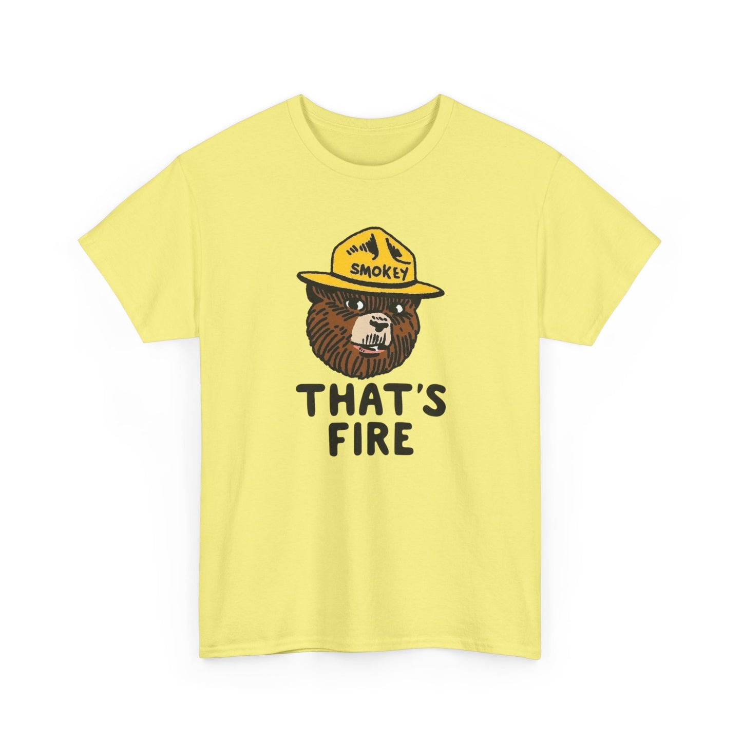 Smokey The Bear That's Fire Funny Graphic T Shirt NEW ADULT TEE VINTAGE