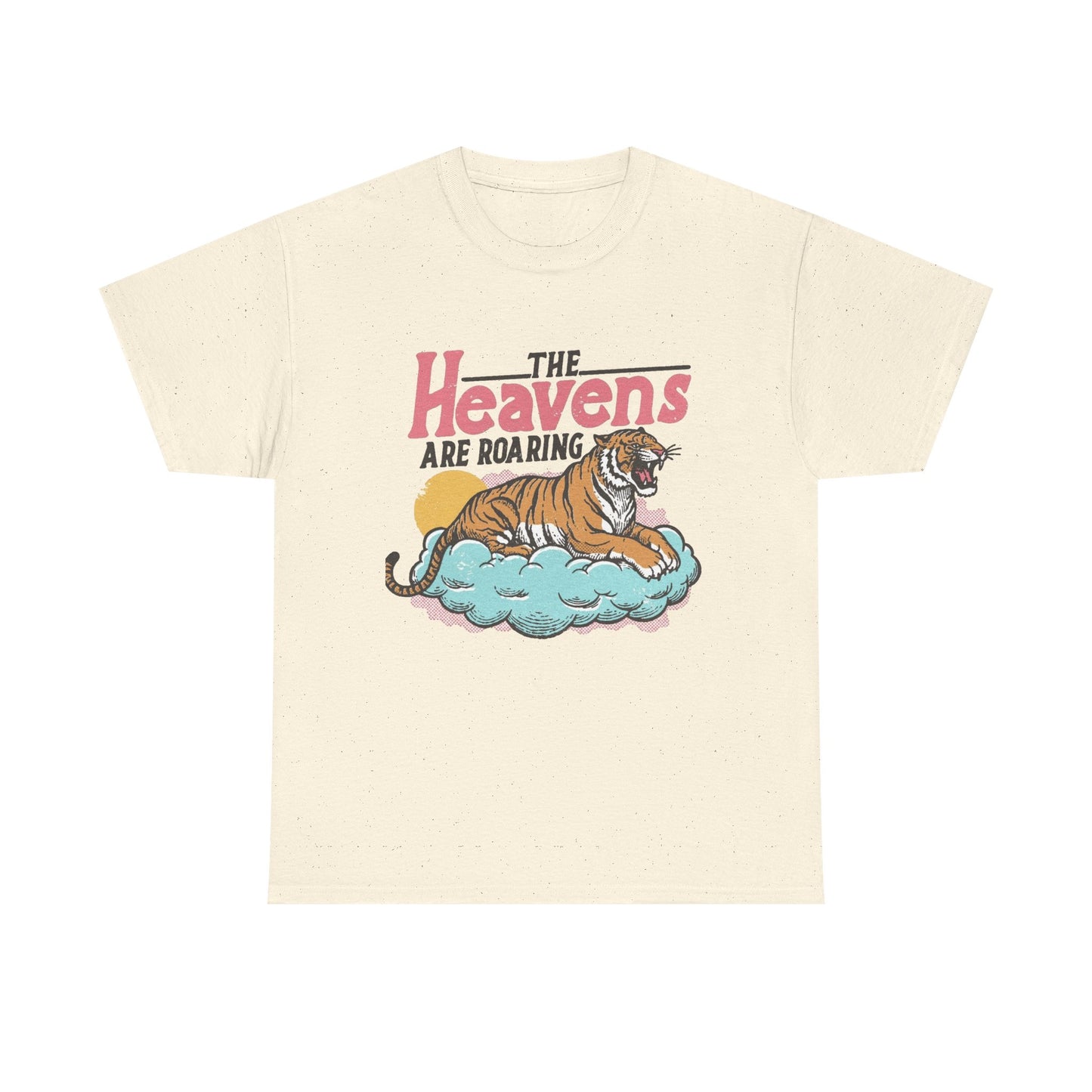 The Heavens Are Roaring Tiger Retro Graphic T Shirt Regular Men's Heavy Cotton Tee
