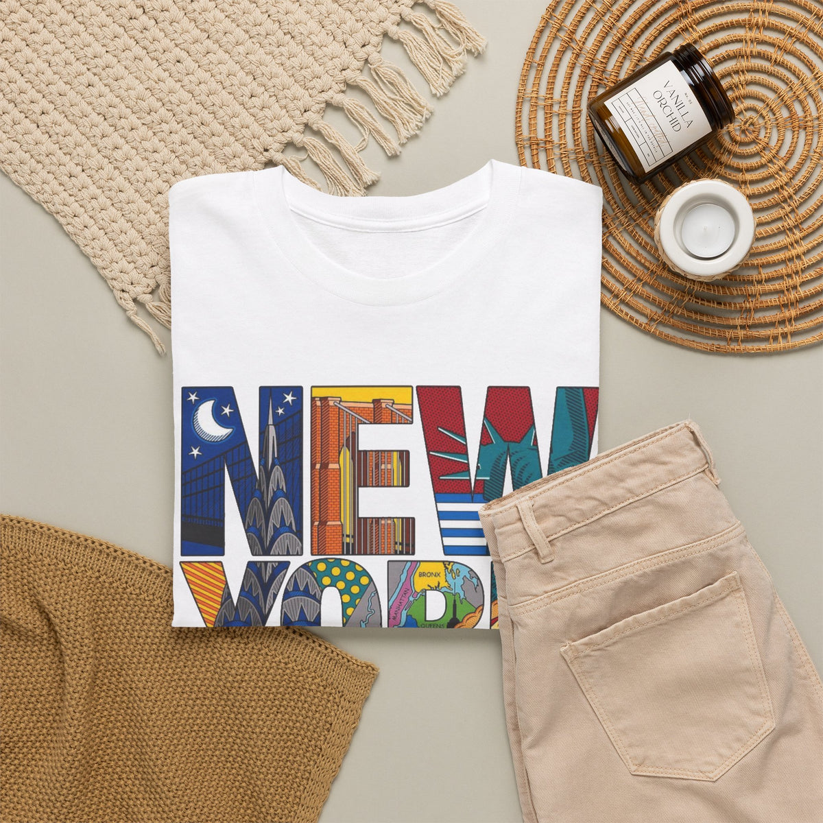 New York City Art Graphic T Shirt Men's Classic Retro Heavy Cotton Tee
