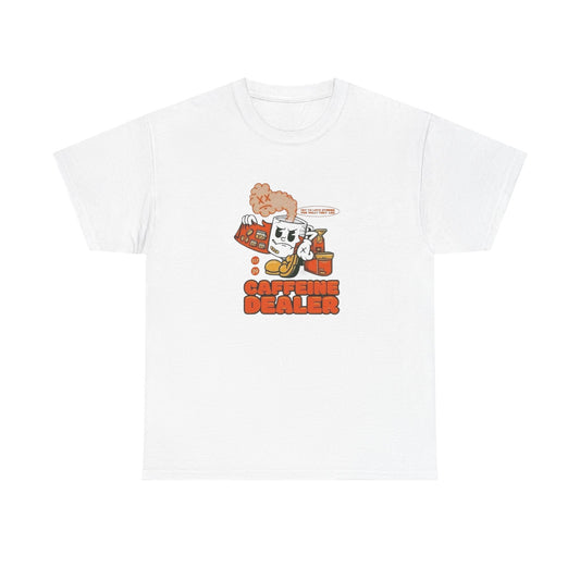 Caffeine Dealer Funny Coffee Graphic T-Shirt Comfy Cotton Tee Brand NEW