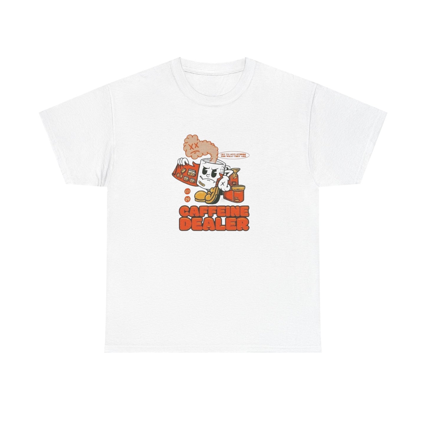 Caffeine Dealer Funny Coffee Graphic T-Shirt Comfy Cotton Tee Brand NEW