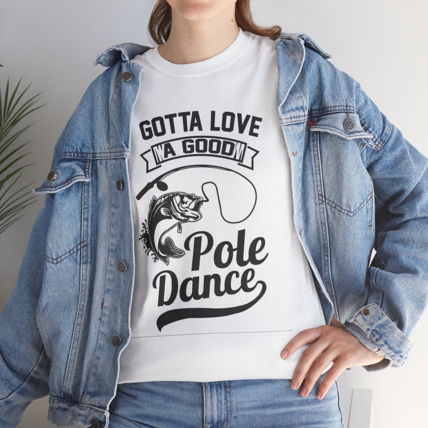 Funny Pole Dancing Fishing Graphic T Shirt Men's Heavy Cotton Tee