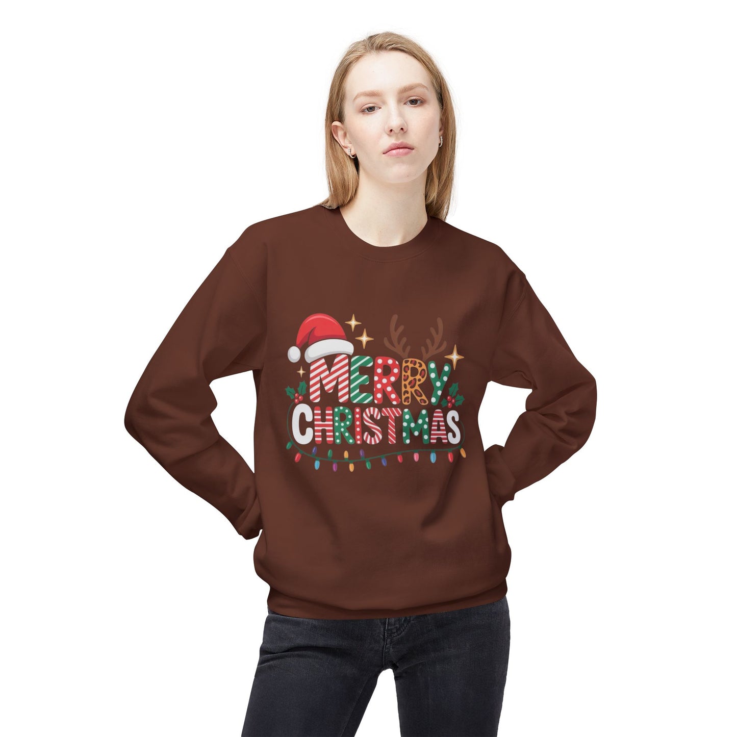 Merry Christmas Sweater Unisex Midweight Softstyle Fleece Crewneck Sweatshirt