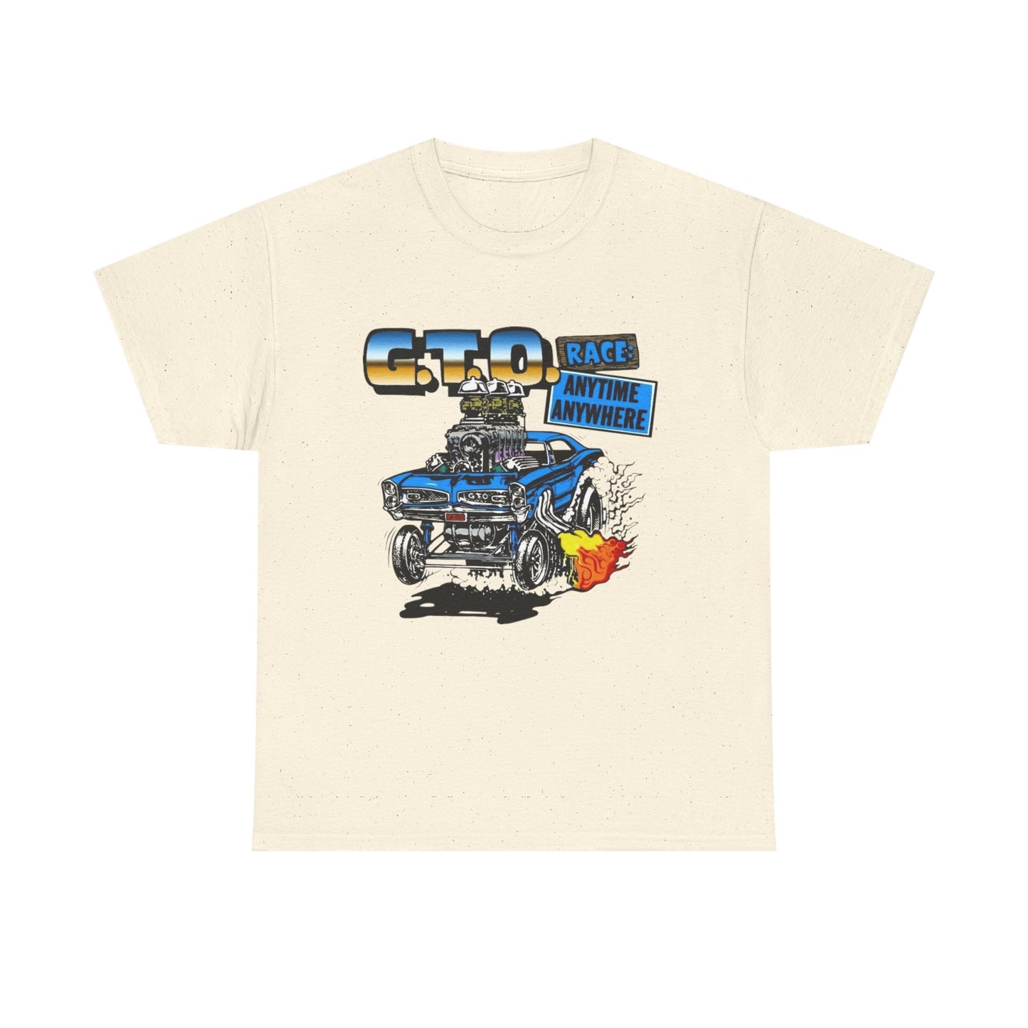 Pontiac GTO Race Anytime Vintage Graphic T Shirt NEW Unisex Heavy Cotton Tee