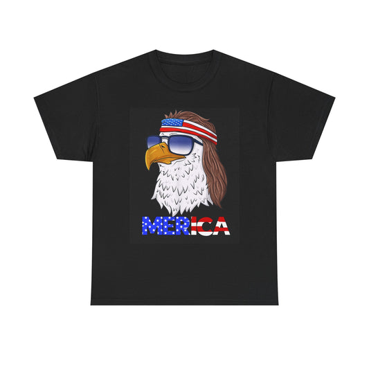 MERICA Graphic T Shirt Bald Eagle Mullet Funny Unisex Heavy Cotton Tee