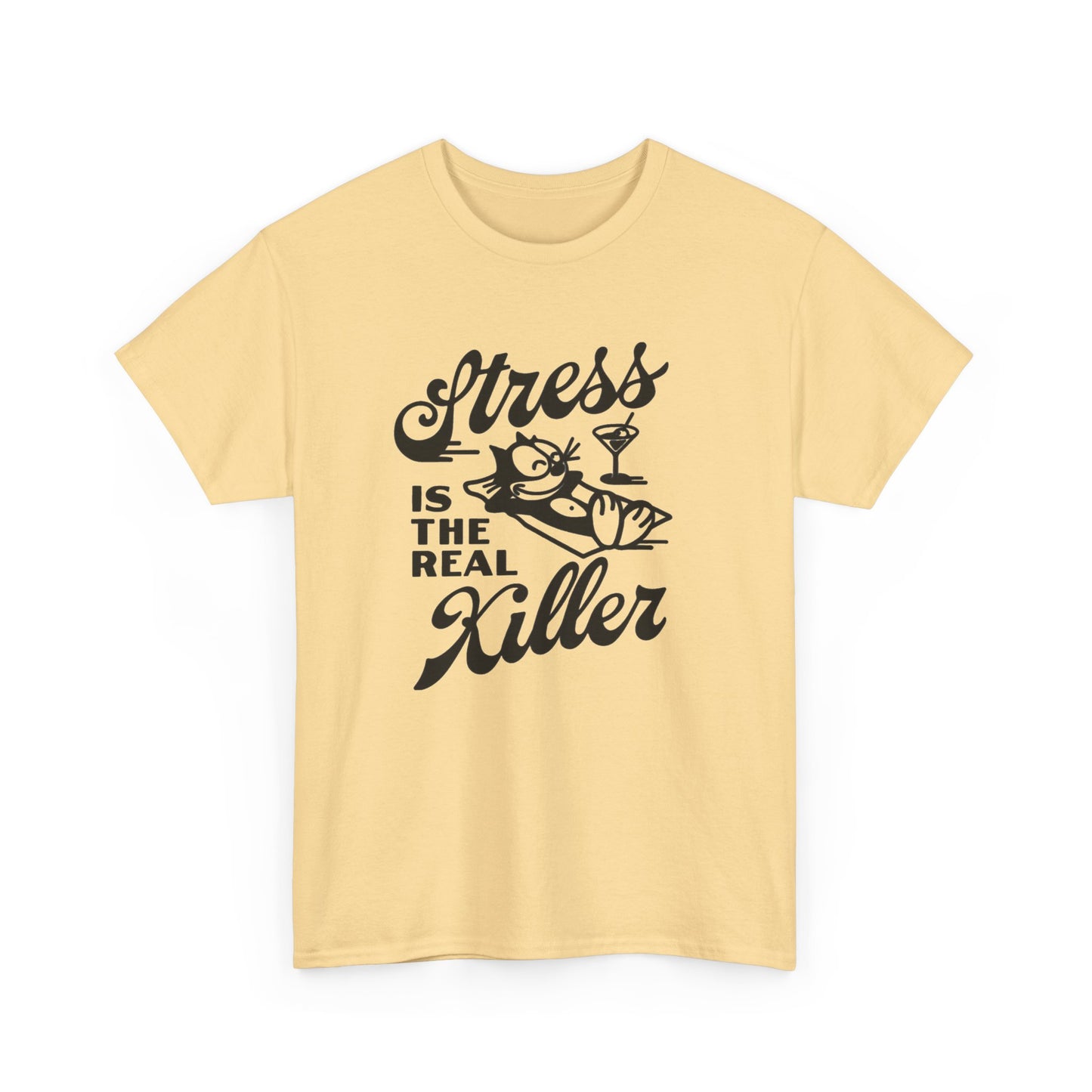 Stress Is The Real Killer Graphic T Shirt NEW Vintage Unisex Heavy Cotton Tee