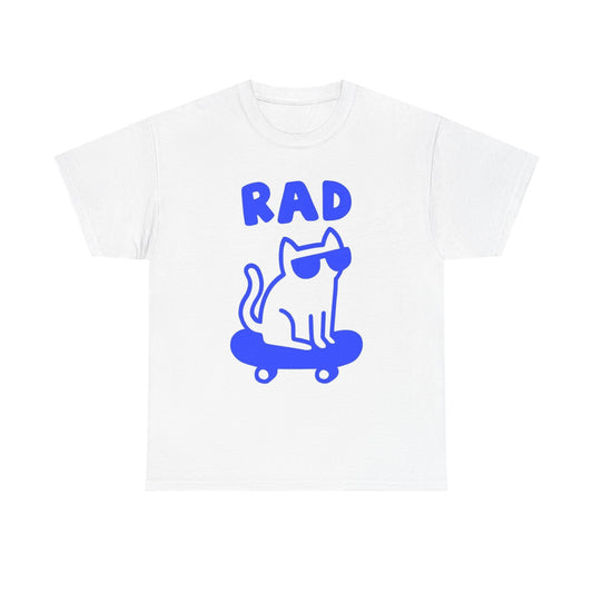 Rad Cat Skateboarding Graphic T Shirt Men's Heavy Cotton Tee