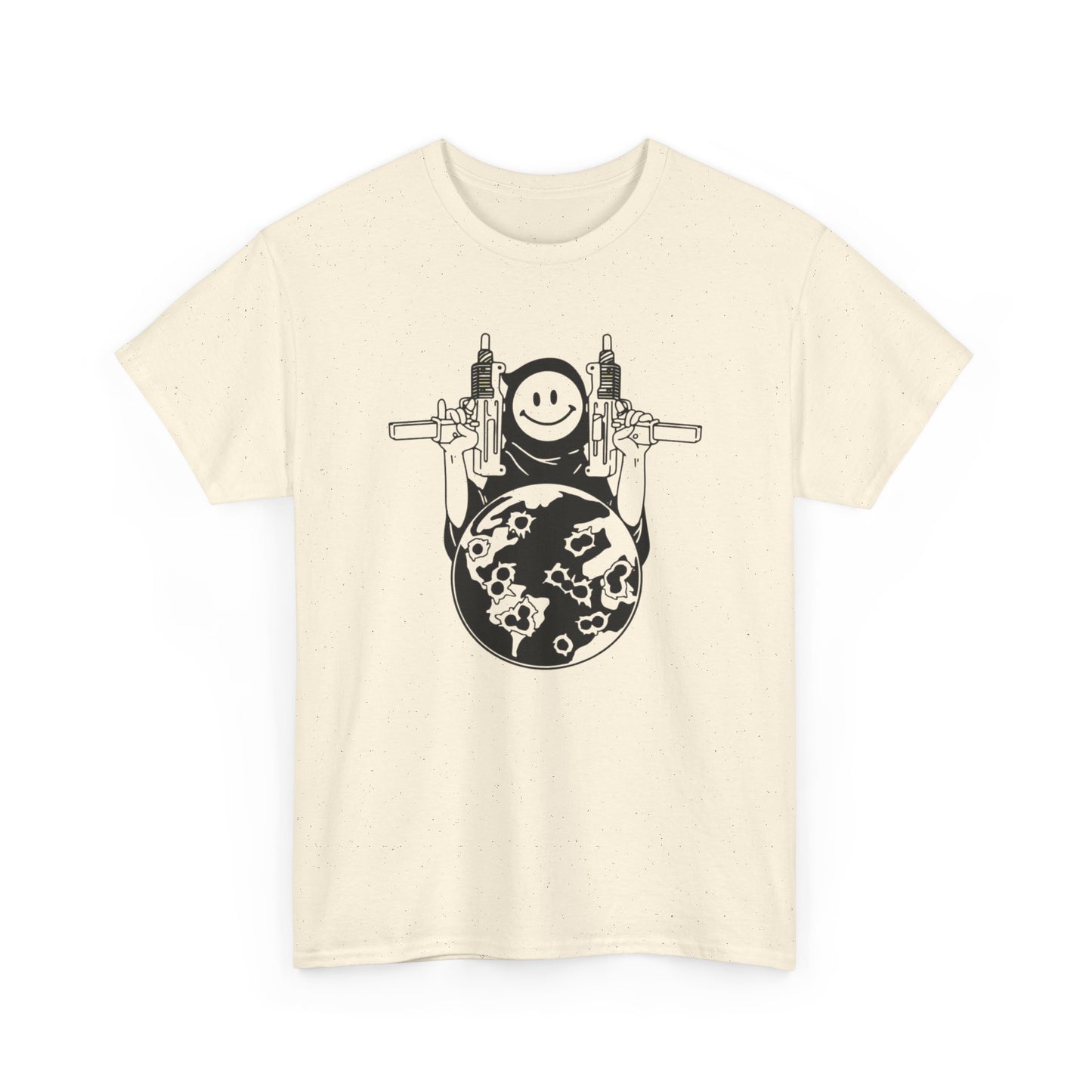 Uzi Smiley Face Grim Reaper Graphic T Shirt Unisex Heavy Cotton Tee