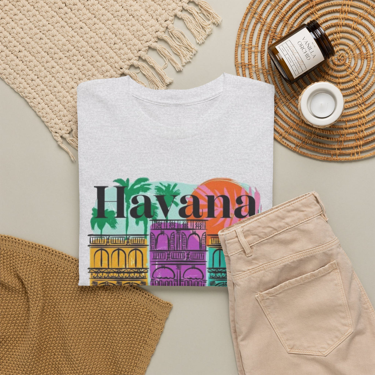 Havana Cuba Graphic T Shirt Men's Retro Travel Art Heavy Cotton Tee