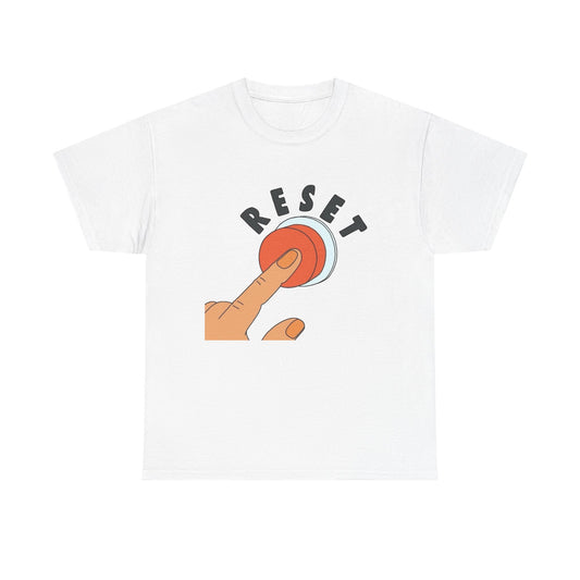 Hit The Reset Button Graphic T Shirt NEW Unisex Heavy Cotton Tee