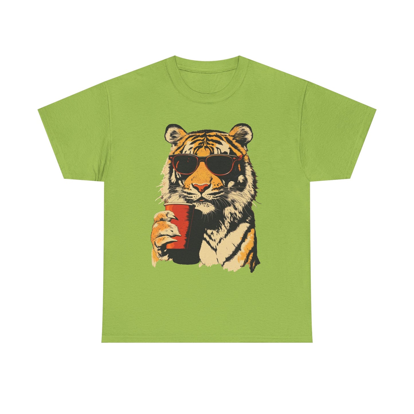 Chill Out Party Tiger Retro Graphic T Shirt Regular Men's Heavy Cotton Tee