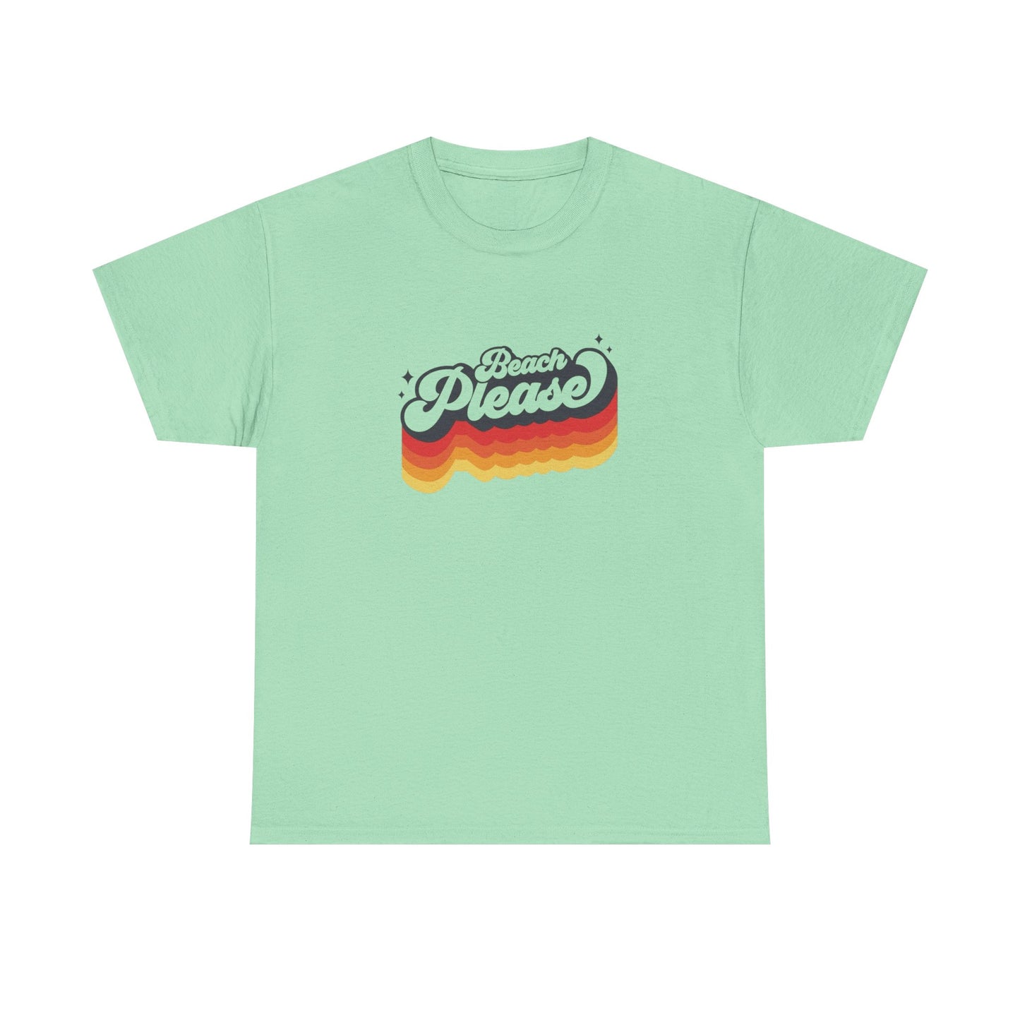 Beach Please Vintage Vacation 70s Graphic T-Shirt Unisex Heavy Cotton Tee
