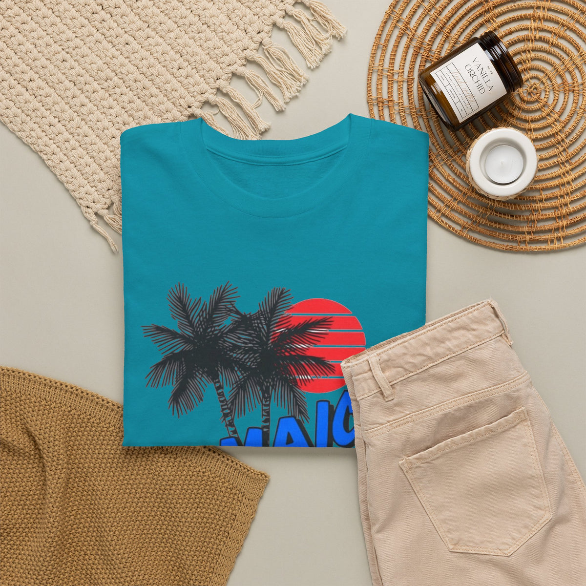 Jamaica Graphic T Shirt Men's Tropical Beach Retro Heavy Cotton Tee