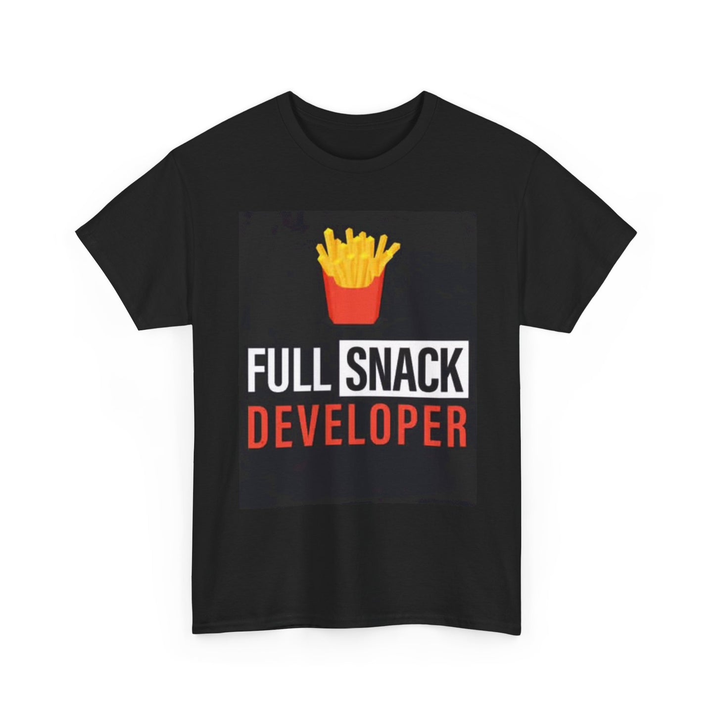 Full Snack Developer Fries Graphic T Shirt Funny Jokes Unisex Heavy Cotton Tee