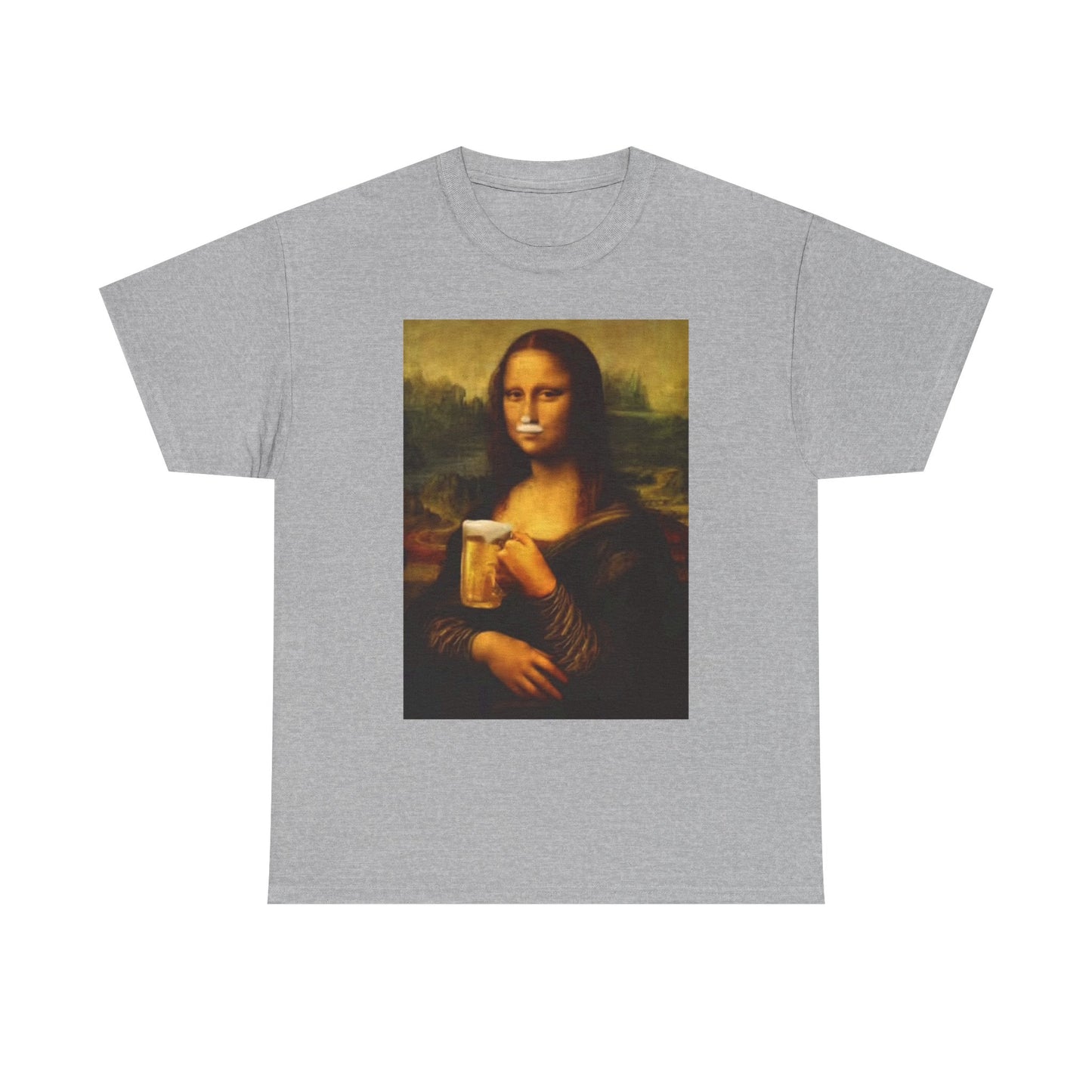 Mona Lisa Funny Beer Graphic T Shirt Jokes Retro Unisex Heavy Cotton Tee
