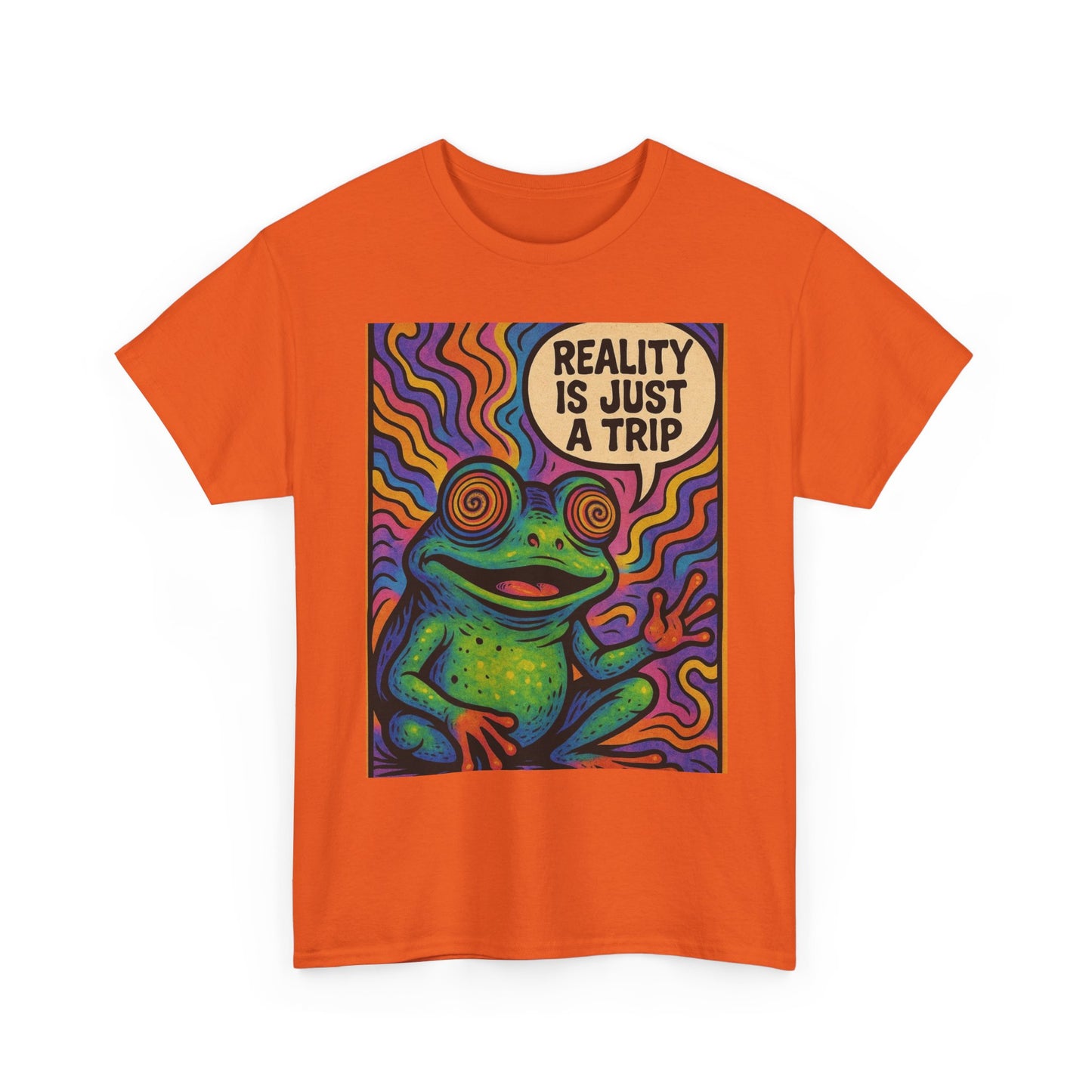 Reality Is Just A Trip Graphic T Shirt Toad Mushrooms Unisex Heavy Cotton Tee