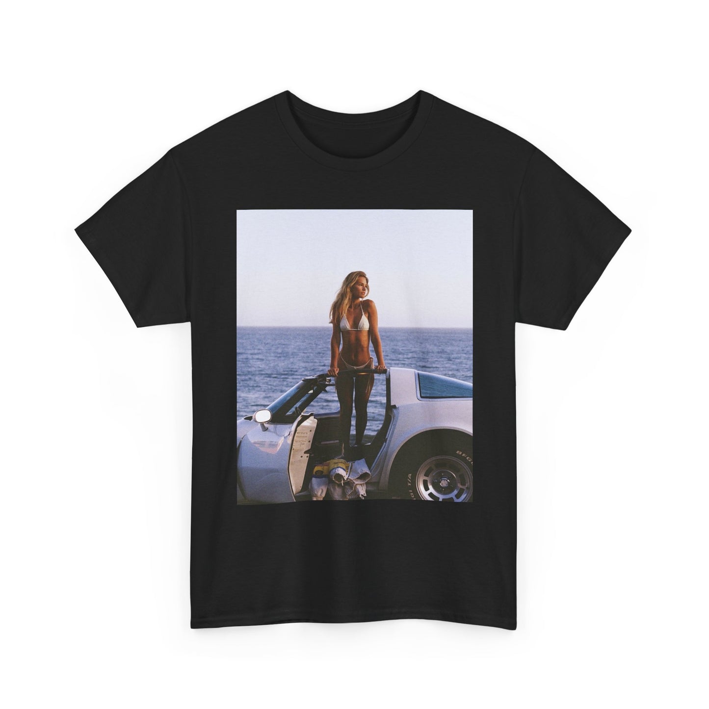 Corvette On The Beach Graphic T Shirt S-5XL Unisex Heavy Cotton Tee